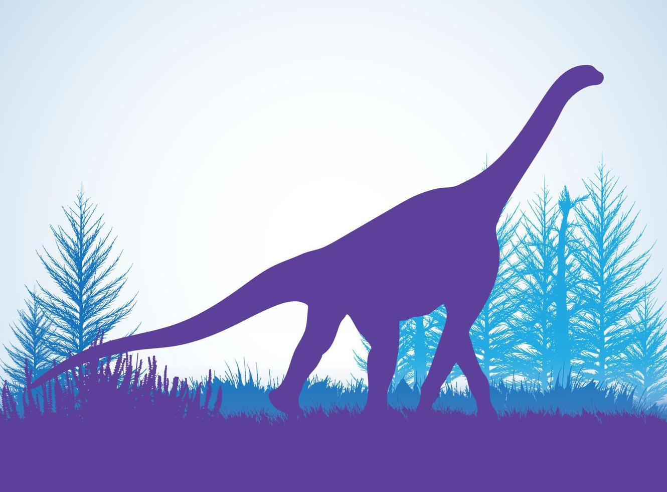 atlasaurus, siluetas de dinosaurios en un ambiente prehistórico capas superpuestas banner de fondo decorativo ilustración vectorial abstracta vector