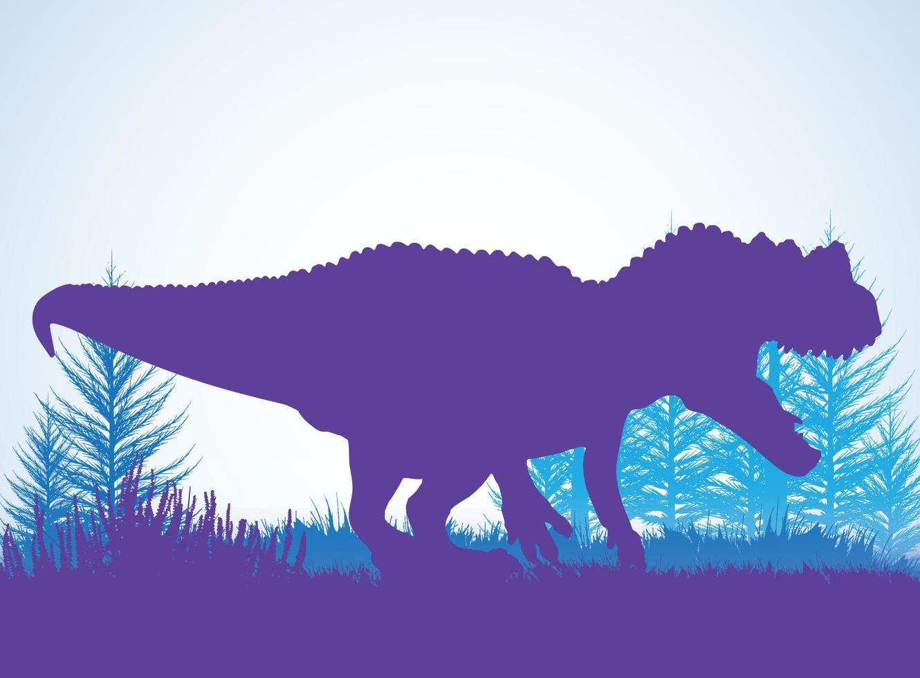 ceratosaurus, siluetas de dinosaurios en un entorno prehistórico capas superpuestas fondo decorativo banner ilustración vectorial abstracta vector