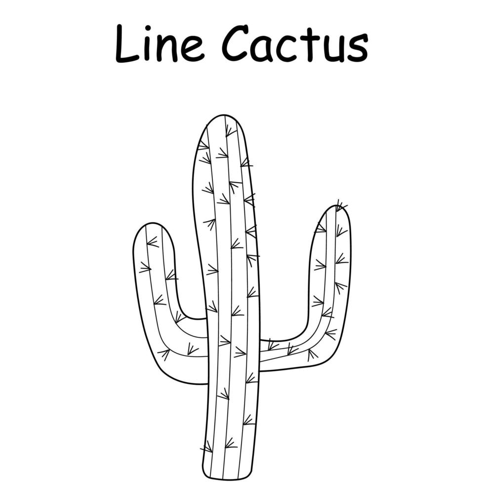 ilustración de fideos vectoriales de un cactus. cactus dibujado a mano. garabato, línea, mexicano, cacto vector