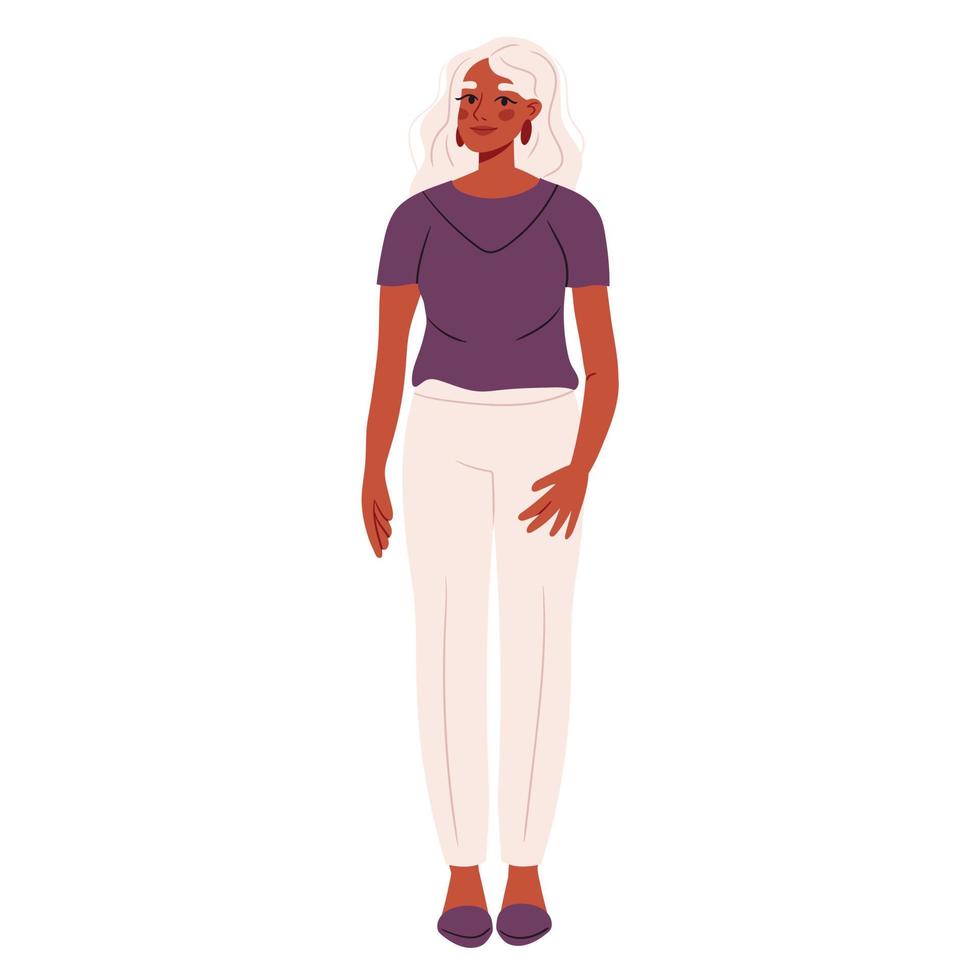 mujer con ropa de moda casual. mujer en ropa de primavera de moda. mujer en pantalones modernos, cárdigan. ilustraciones vectoriales planas vector