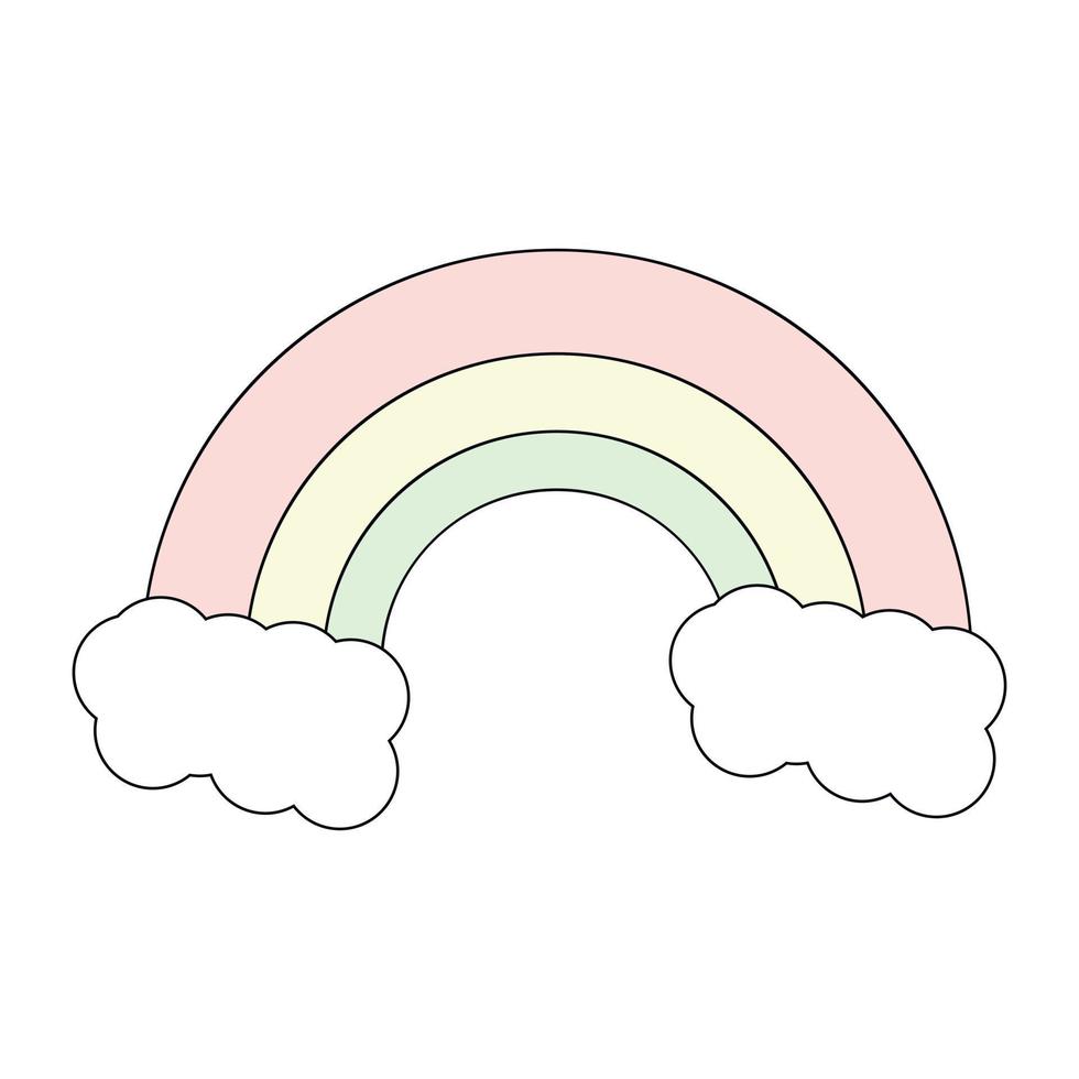 Rainbow With Clouds Vector Illustration