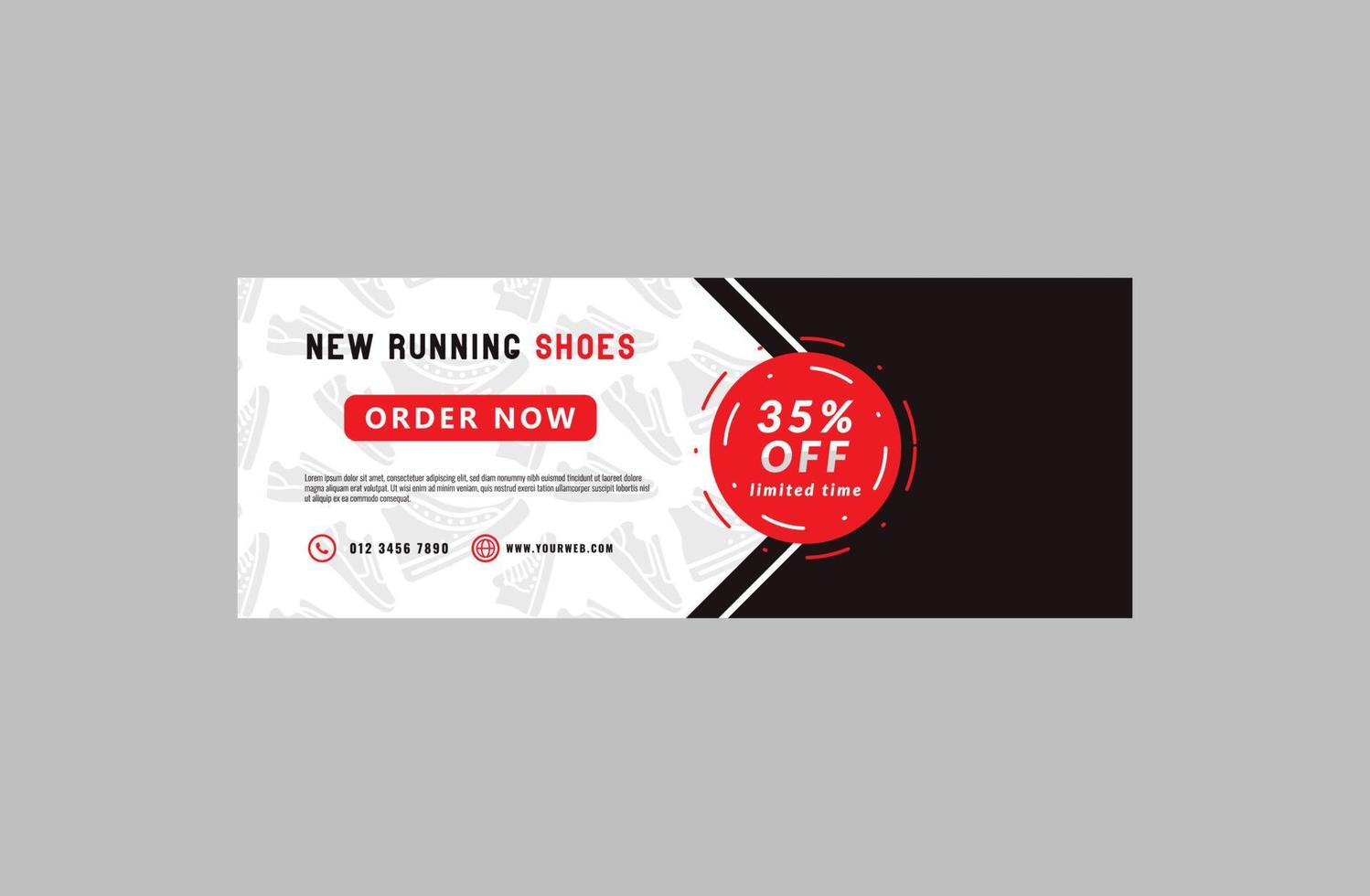 Running shoes social media facebook cover banner. vector