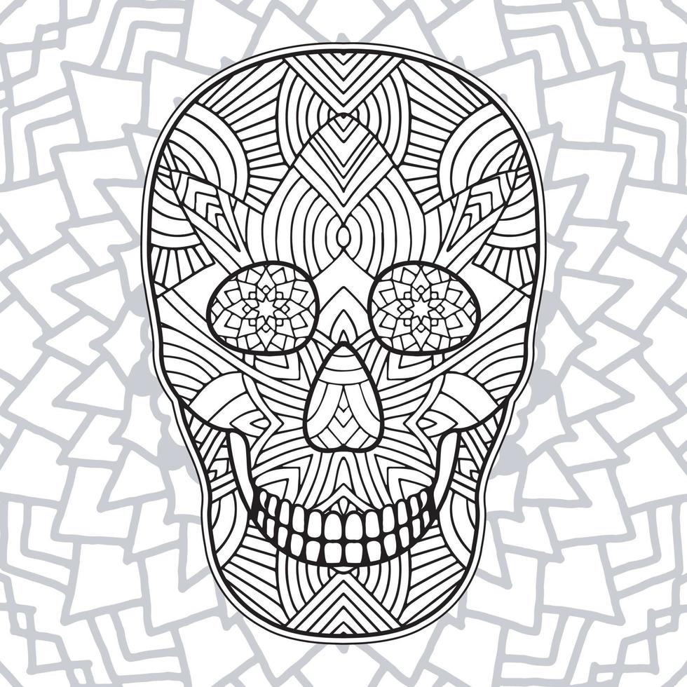 Coloring for adult for Day of the Dead. Hand drawn mexican sugar skulls Coloring Page. vector