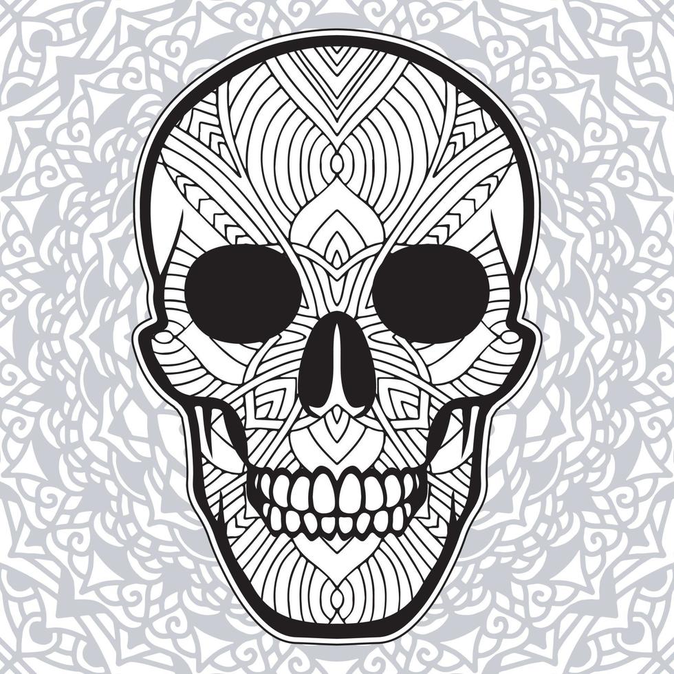 Coloring for adult for Day of the Dead. Hand drawn mexican sugar skulls Coloring Page. vector