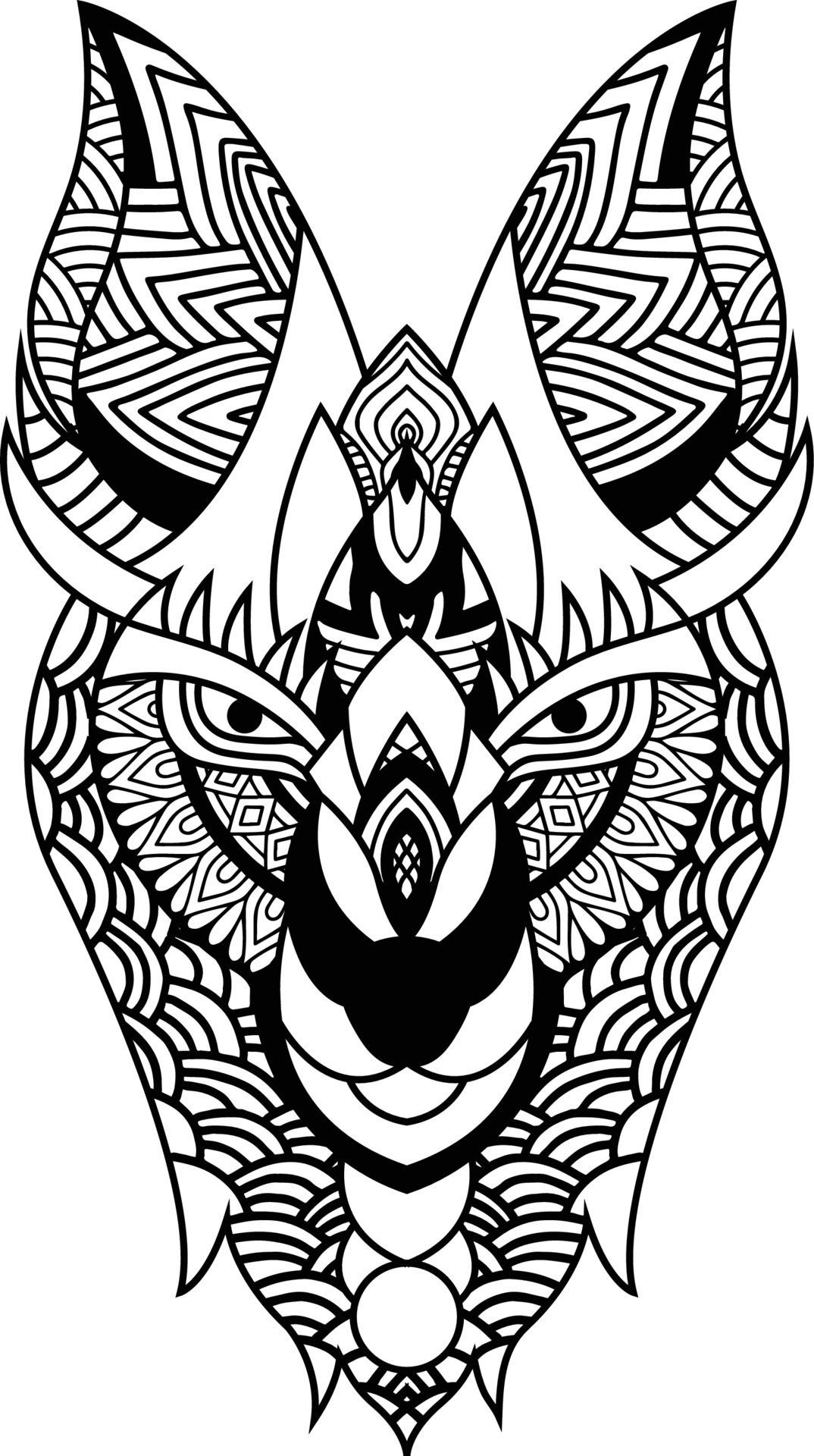 petra primitive tattoo wolf mandala thigh tattoos  Primitive Tattoo