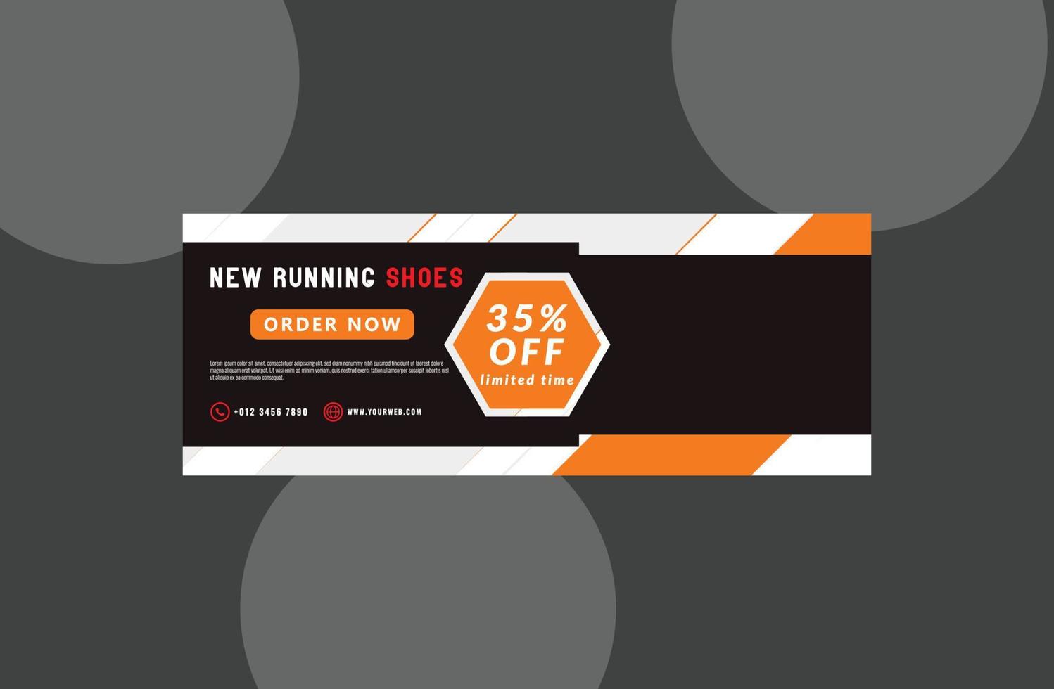 Running shoes social media facebook cover banner. vector