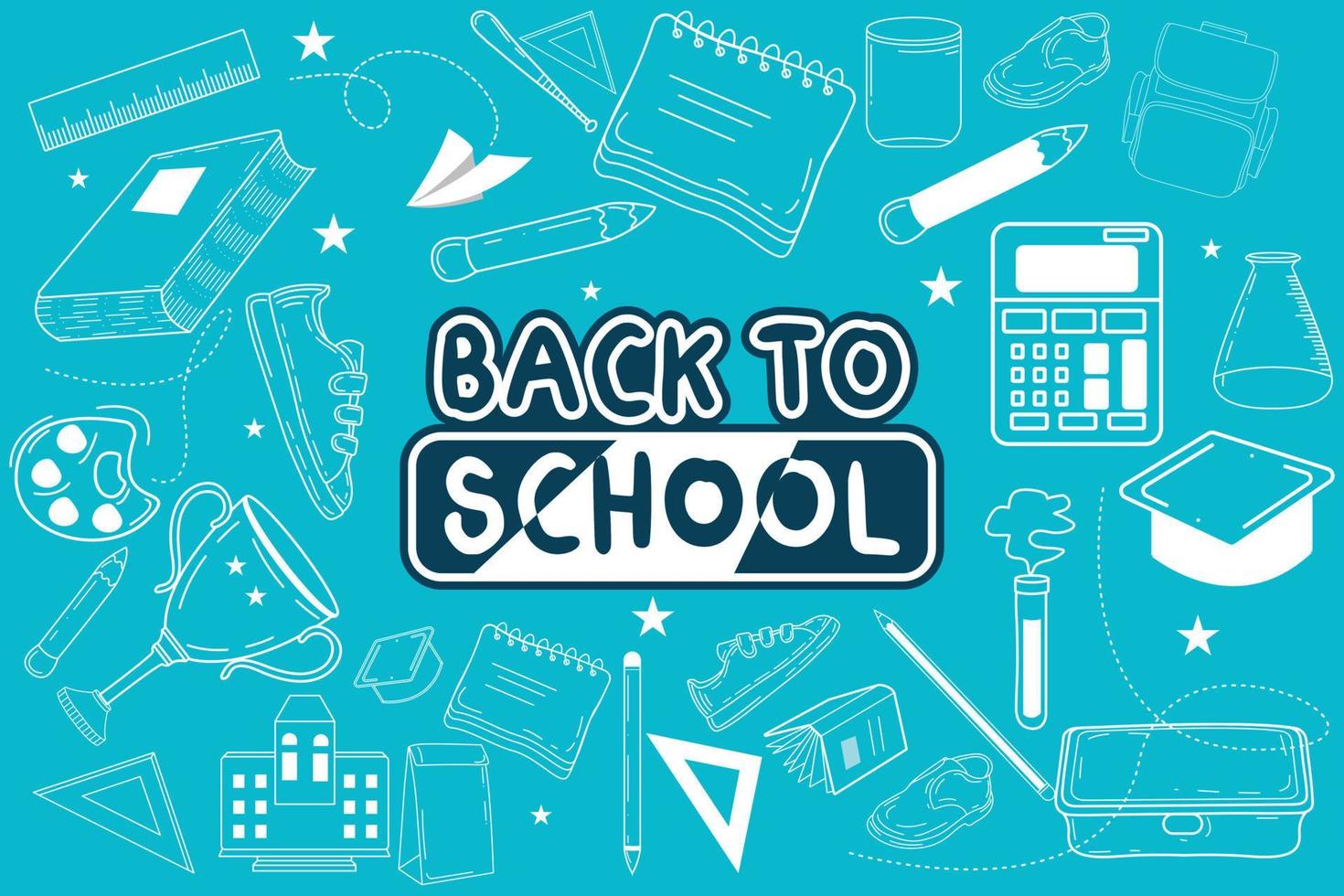 Back to school doodle elements background. vector