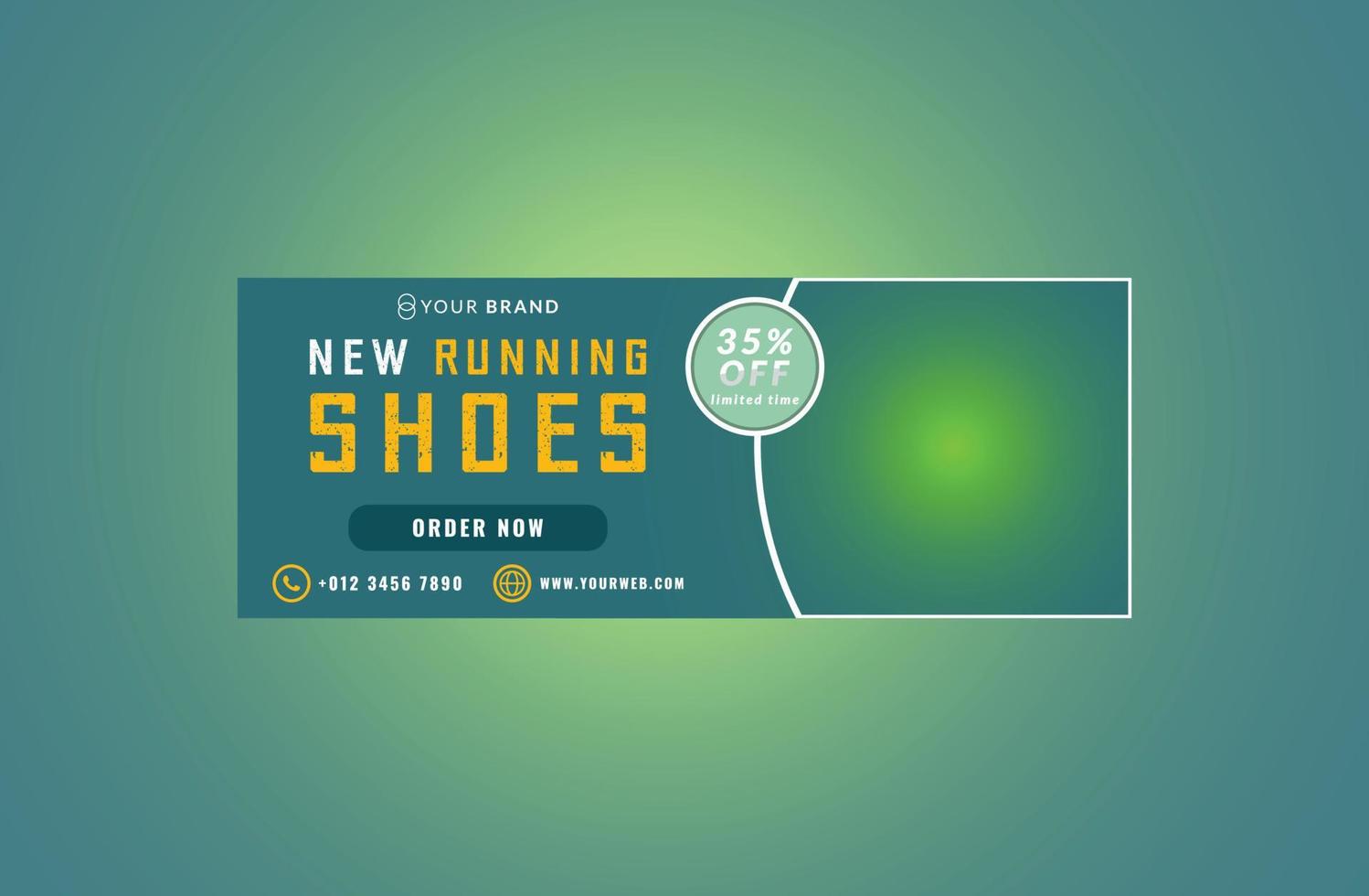 Running shoes social media facebook cover banner. vector