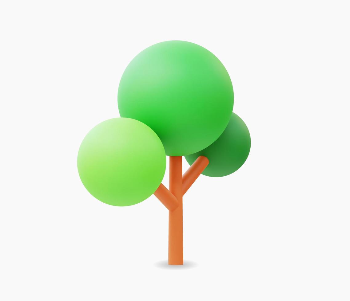 Ilustración de vector de icono de árbol realista 3d.