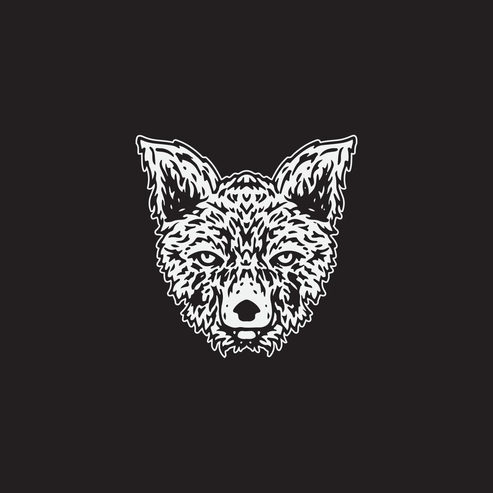 Dog head drawing isolated in black background. vector