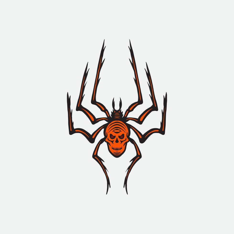 Skull spider hand drawing illustration. vector