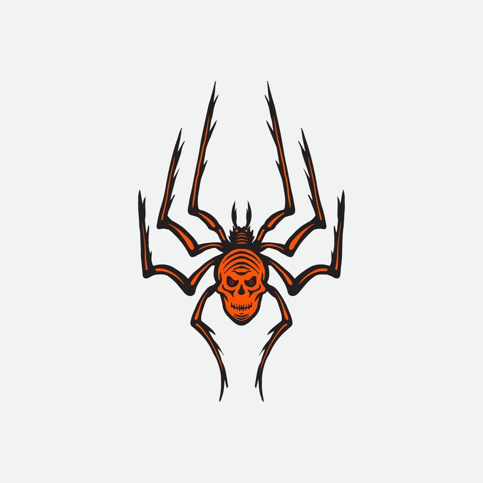 Skull spider hand drawing illustration. vector