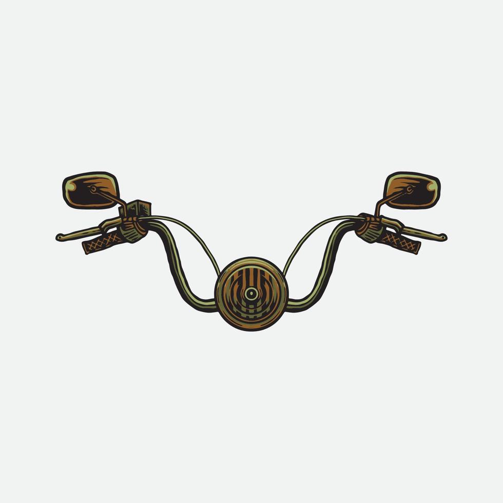 Headlamp with handlebar retro motorcycle. vector