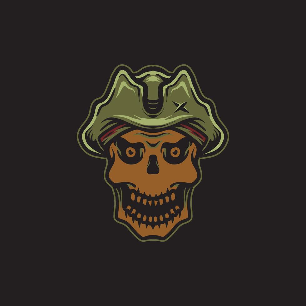 Skull with pirate hat drawing illustration. vector