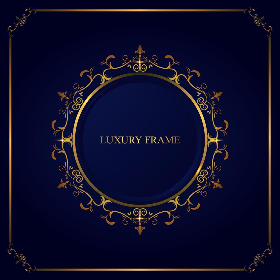 luxury rounded flourish frame design vector