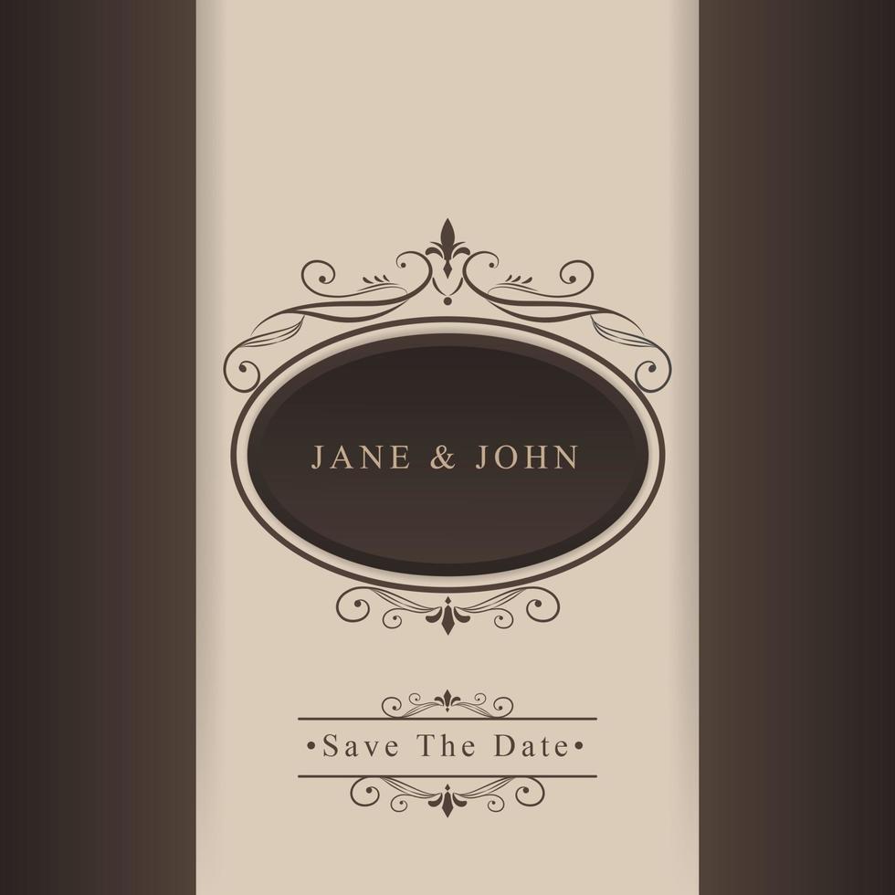brown flourish wedding invitations with copy space-01 vector