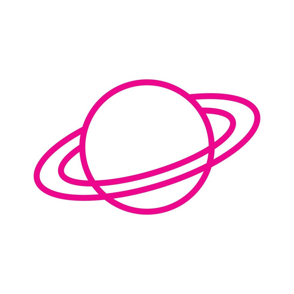 eps10 rosa vector planeta saturno línea arte icono o logotipo en estilo moderno plano simple aislado sobre fondo blanco