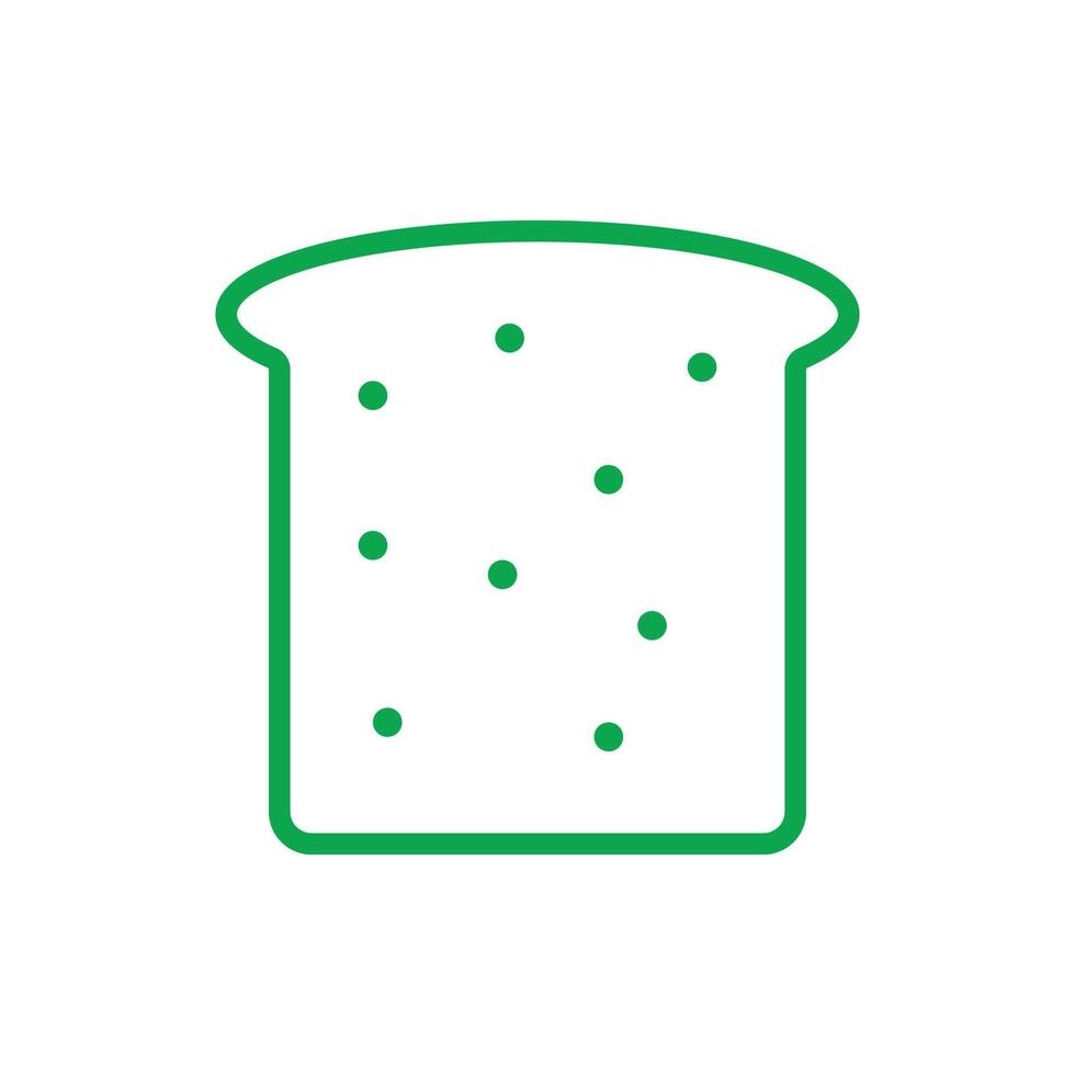 eps10 green vector bread slice outline icon isolated on white background. bread piece symbol in a simple flat trendy modern style for your web site design, UI, logo, pictogram, and mobile application