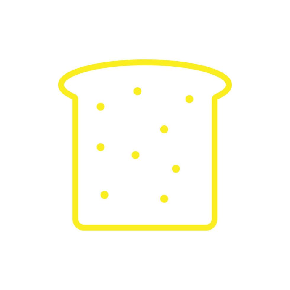 eps10 yellow vector bread slice outline icon isolated on white background. bread piece symbol in a simple flat trendy modern style for your web site design, UI, logo, pictogram, and mobile application