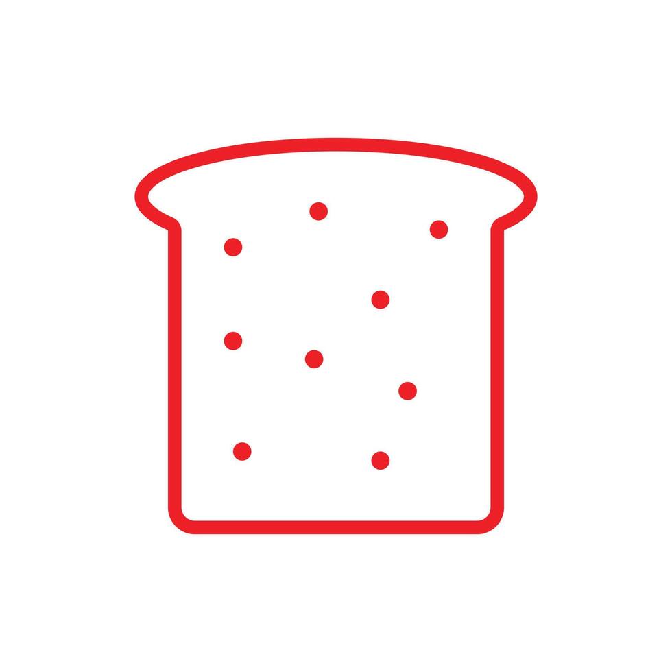 eps10 red vector bread slice outline icon isolated on white background. bread piece symbol in a simple flat trendy modern style for your web site design, UI, logo, pictogram, and mobile application