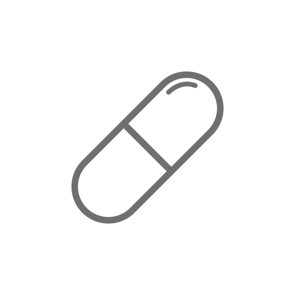 eps10 grey vector capsule outline icon isolated on white background. pill line art symbol in a simple flat trendy modern style for your web site design, UI, logo, pictogram, and mobile application