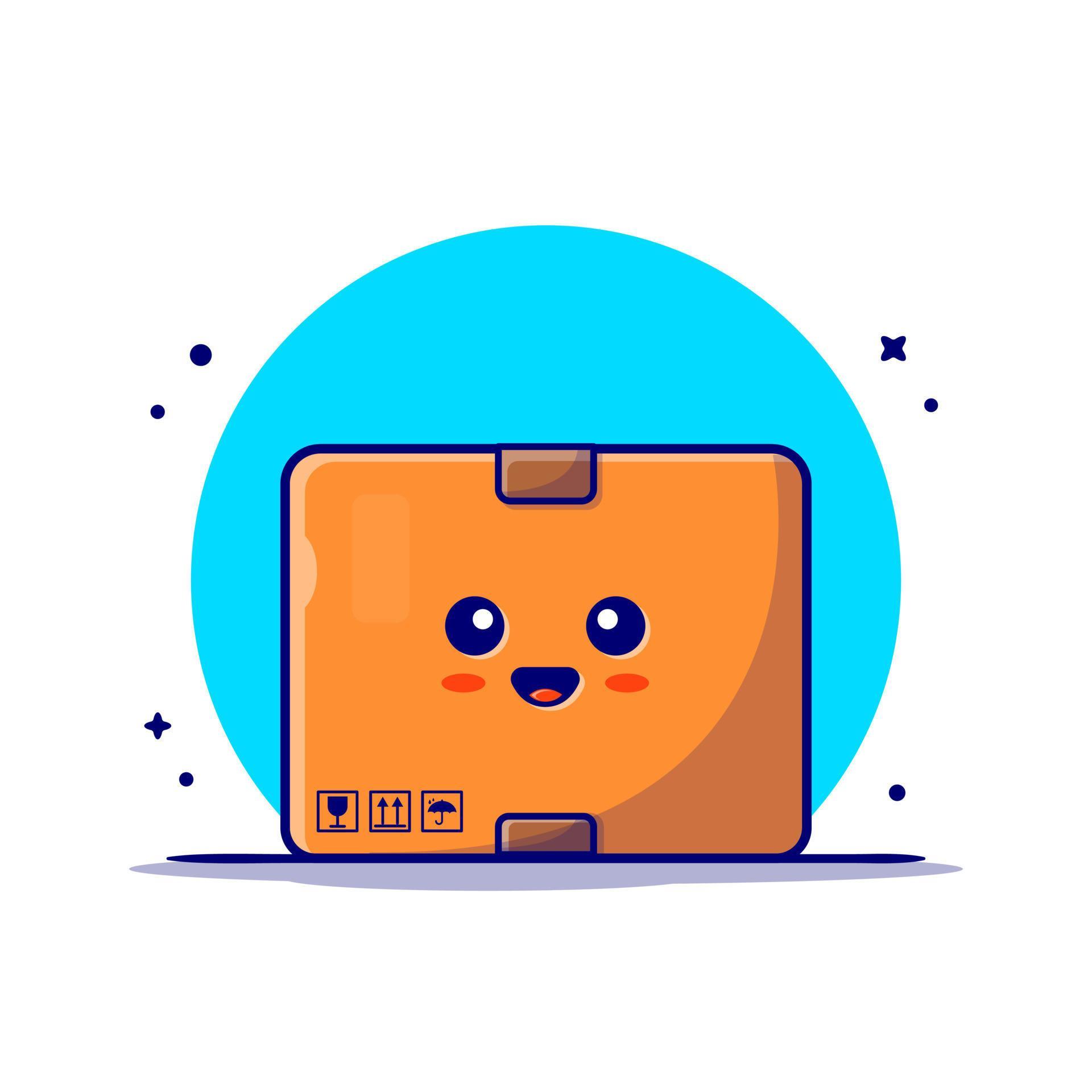 Cute Package Box Cartoon Vector Icon Illustration. Business Object Icon