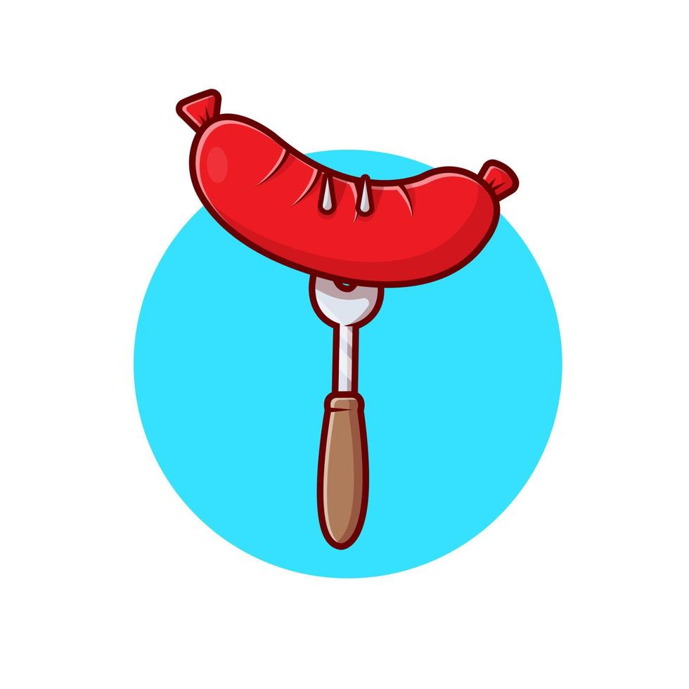 ilustración de icono de vector de dibujos animados de salchicha. concepto de icono de objeto de comida vector premium aislado. estilo de dibujos animados plana