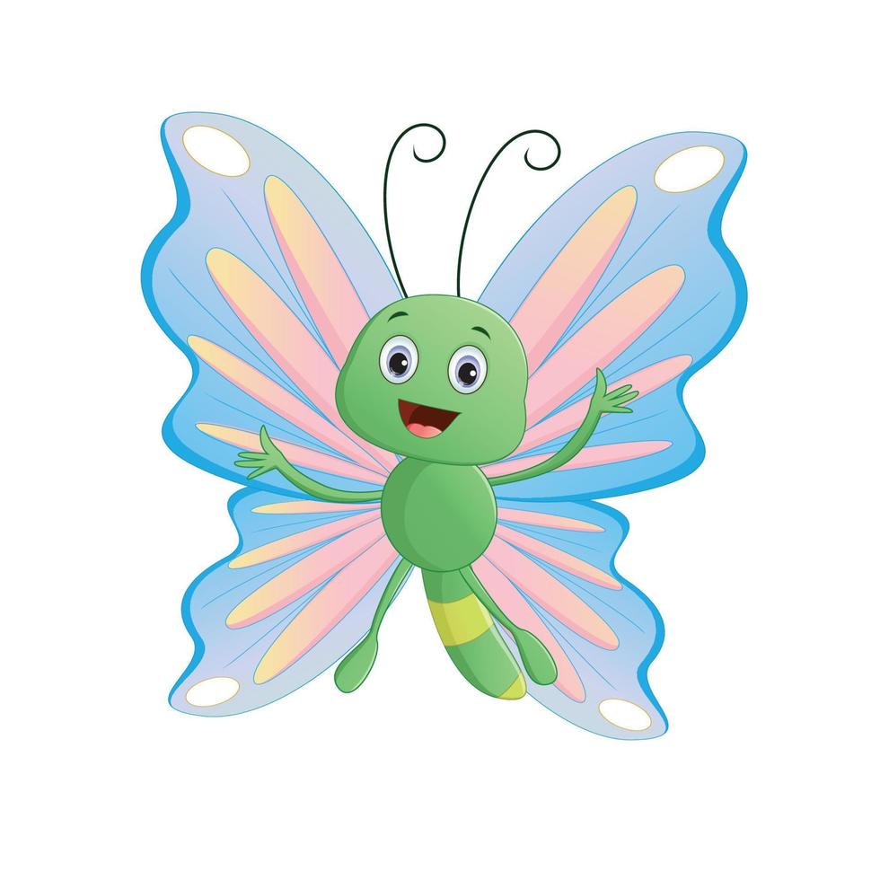 cute butterfly cartoon illustration. isolated on white background vector