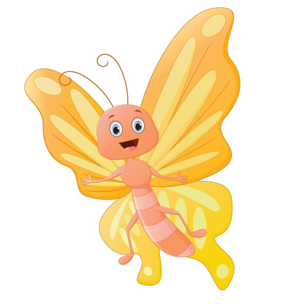 cute butterfly cartoon illustration. isolated on white background vector