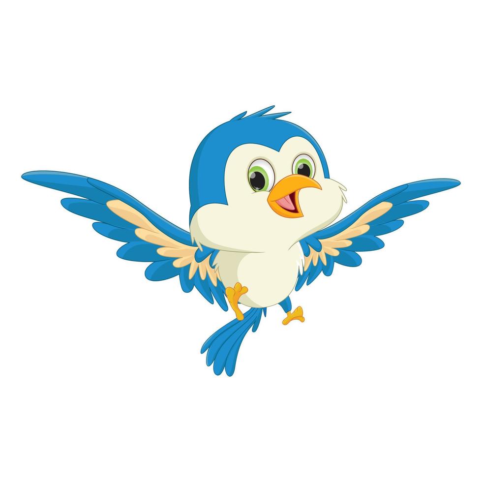 cute blue bird cartoon. vector illustration