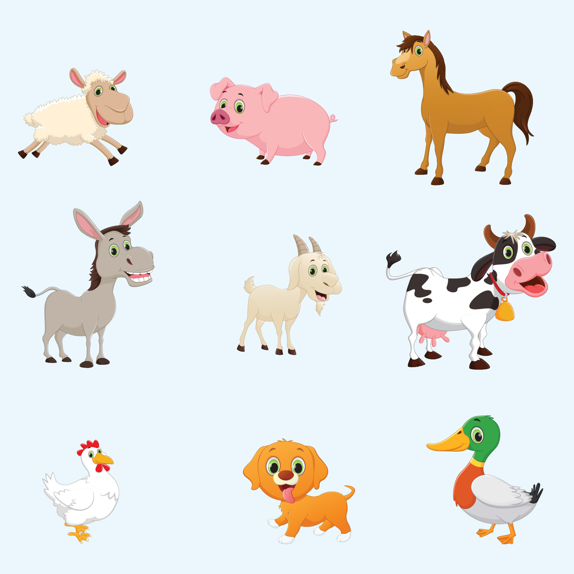 conjunto de colección de dibujos animados de animales de granja. ilustración vectorial 9190571 Vector en Vecteezy conjunto de colección de dibujos animados de animales de granja. ilustración vectorial 9190571 Vector en Vecteezy