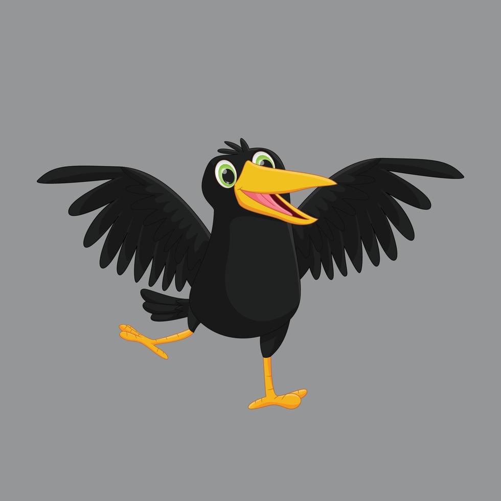 happy crow cartoon. vector illustration