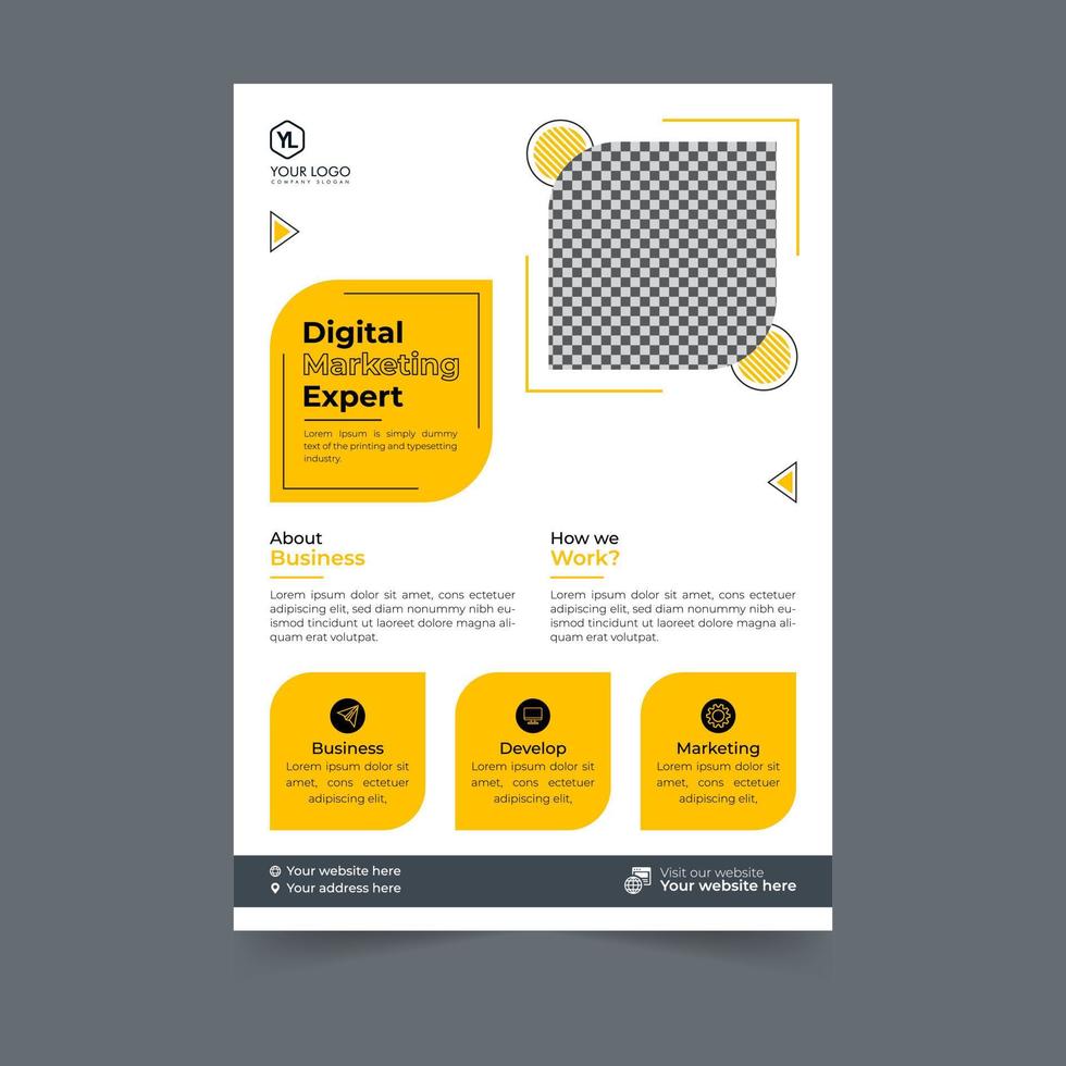 Business flyer design corporate flyer template geometric shape poster design brochure gradient abstract magazine background space for photo vector