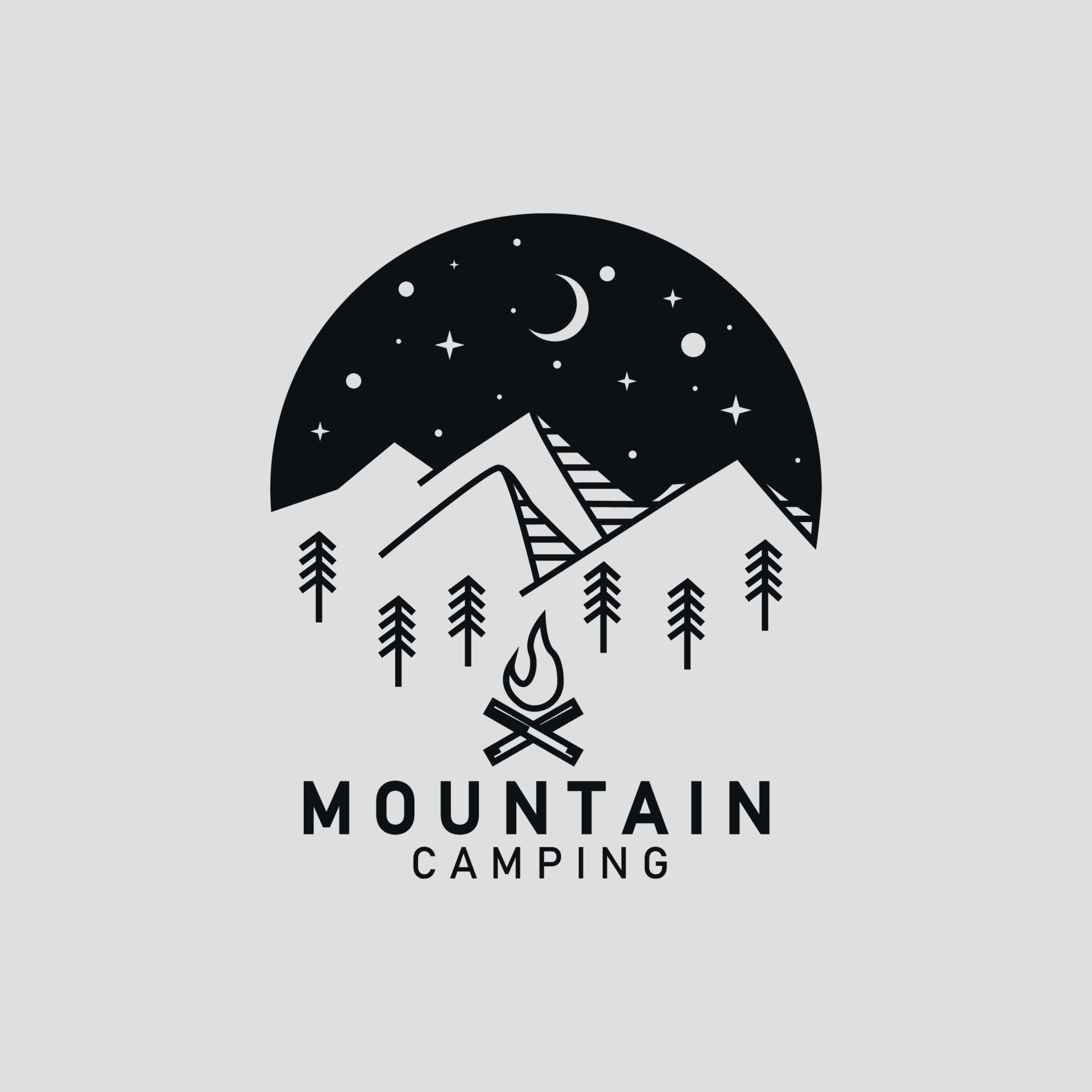 logo design with mountain and bonfire image 9190974 Vector Art at Vecteezy