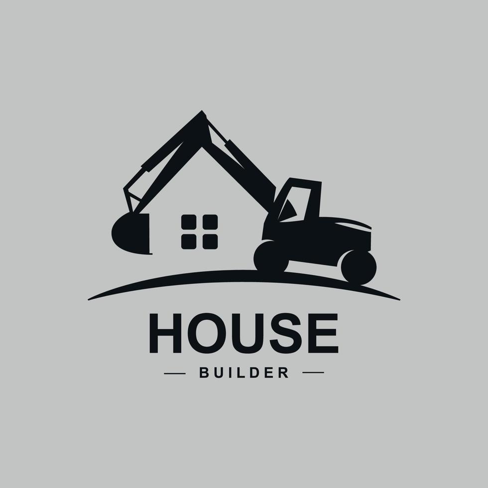 diseño de logotipo de empresa de construcción con imagen de tractor vector