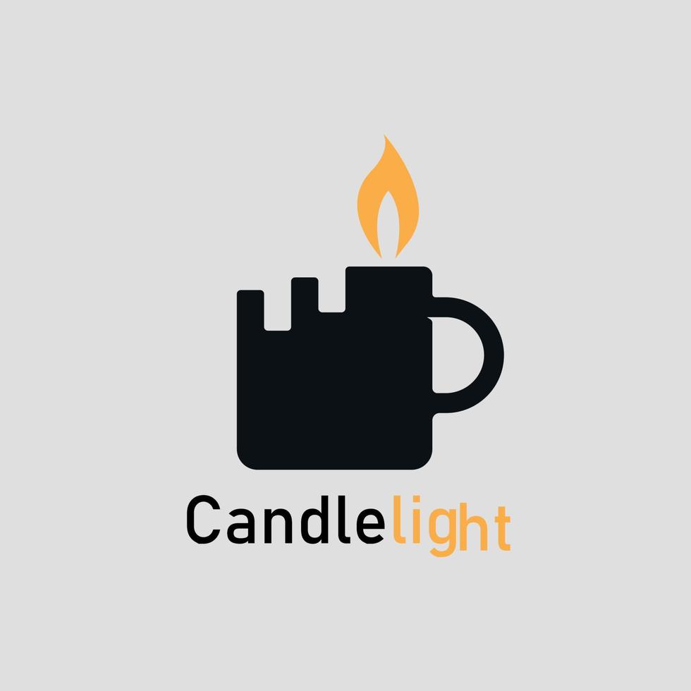 diseño de logotipo con forma de copa que emite luz de vela vector