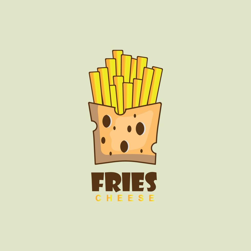 logo de comida papas fritas combinadas con queso vector