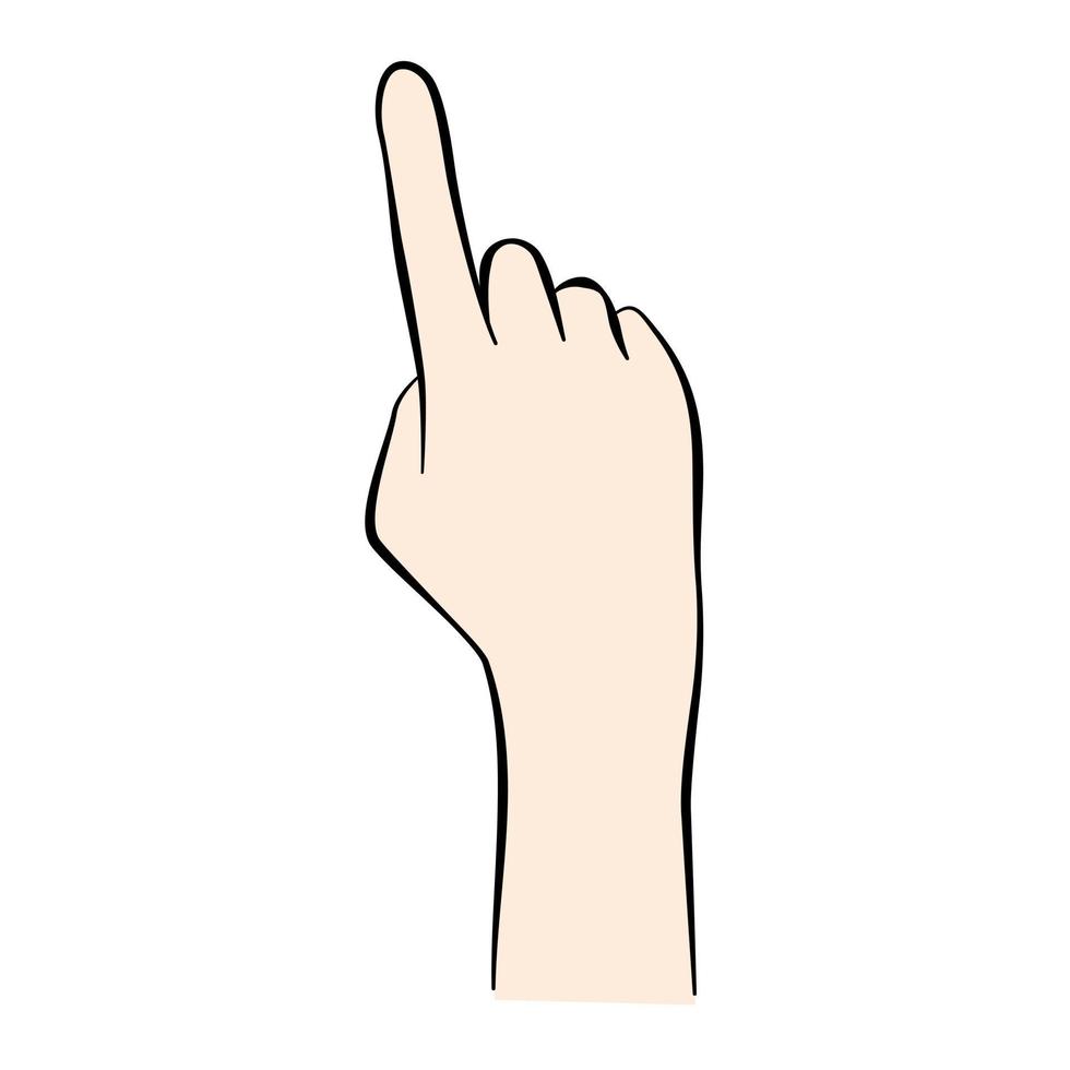 Vector illustration Hands pose element with base skin color. Make a symbolic gesture point.
