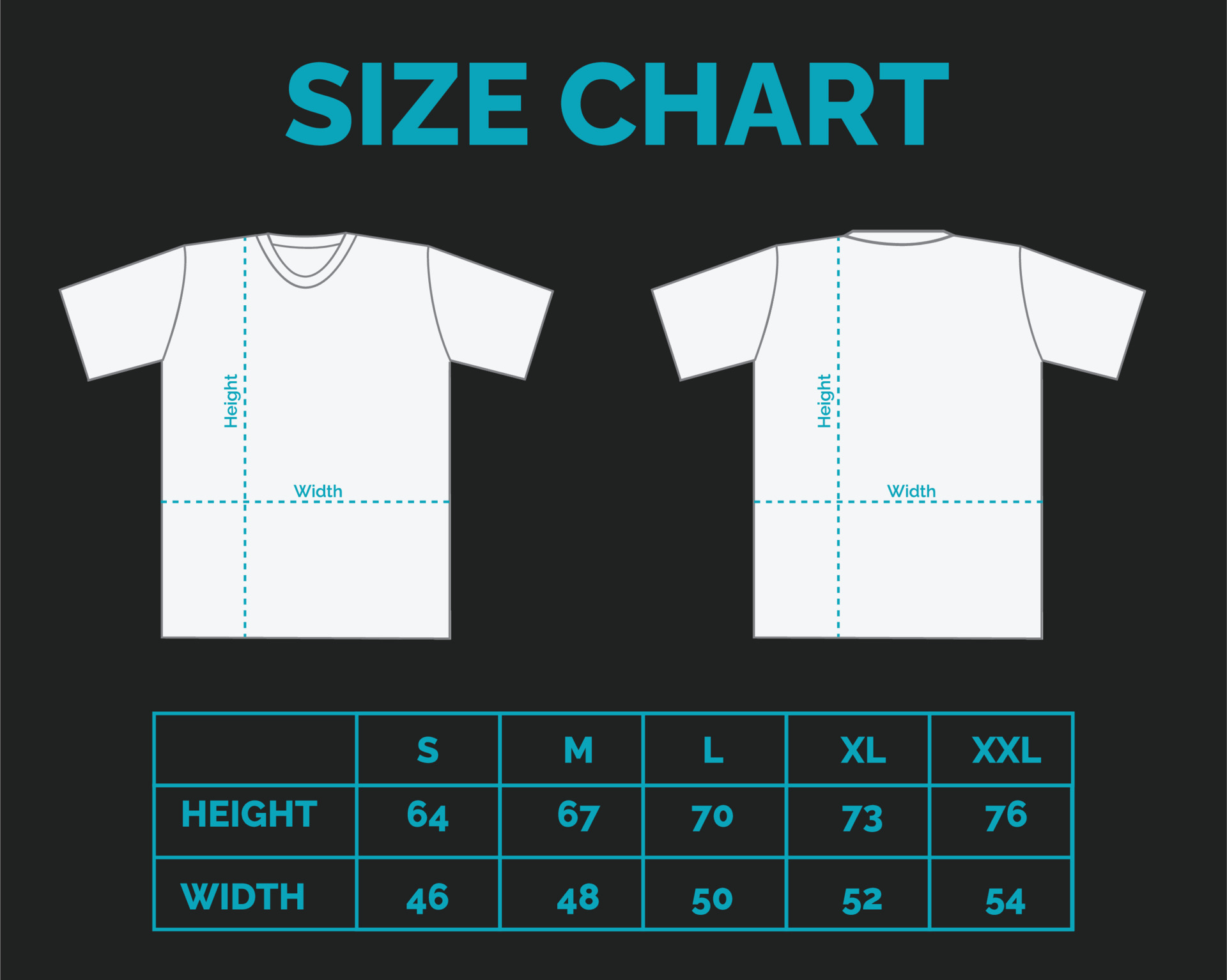 Size chart for t shirt template 9191082 Vector Art at Vecteezy