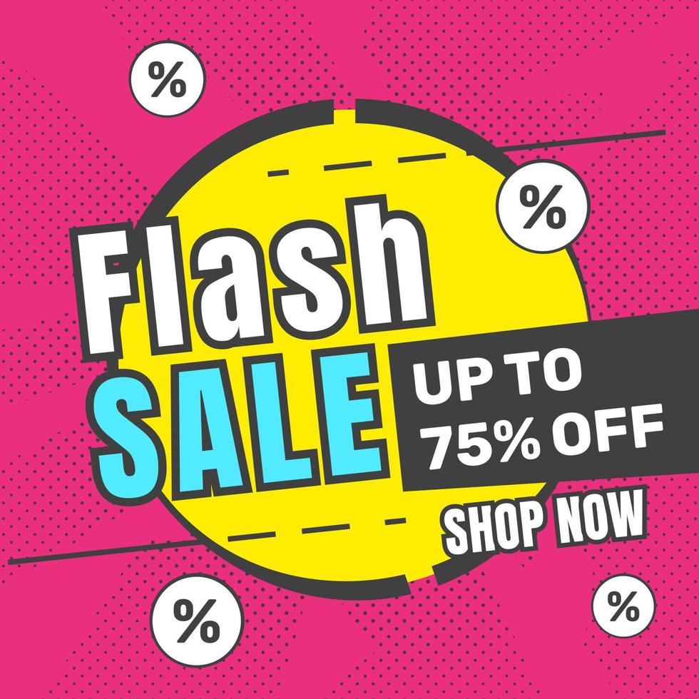 Flash sale banner with up to 75 percent price off. - Vector. vector