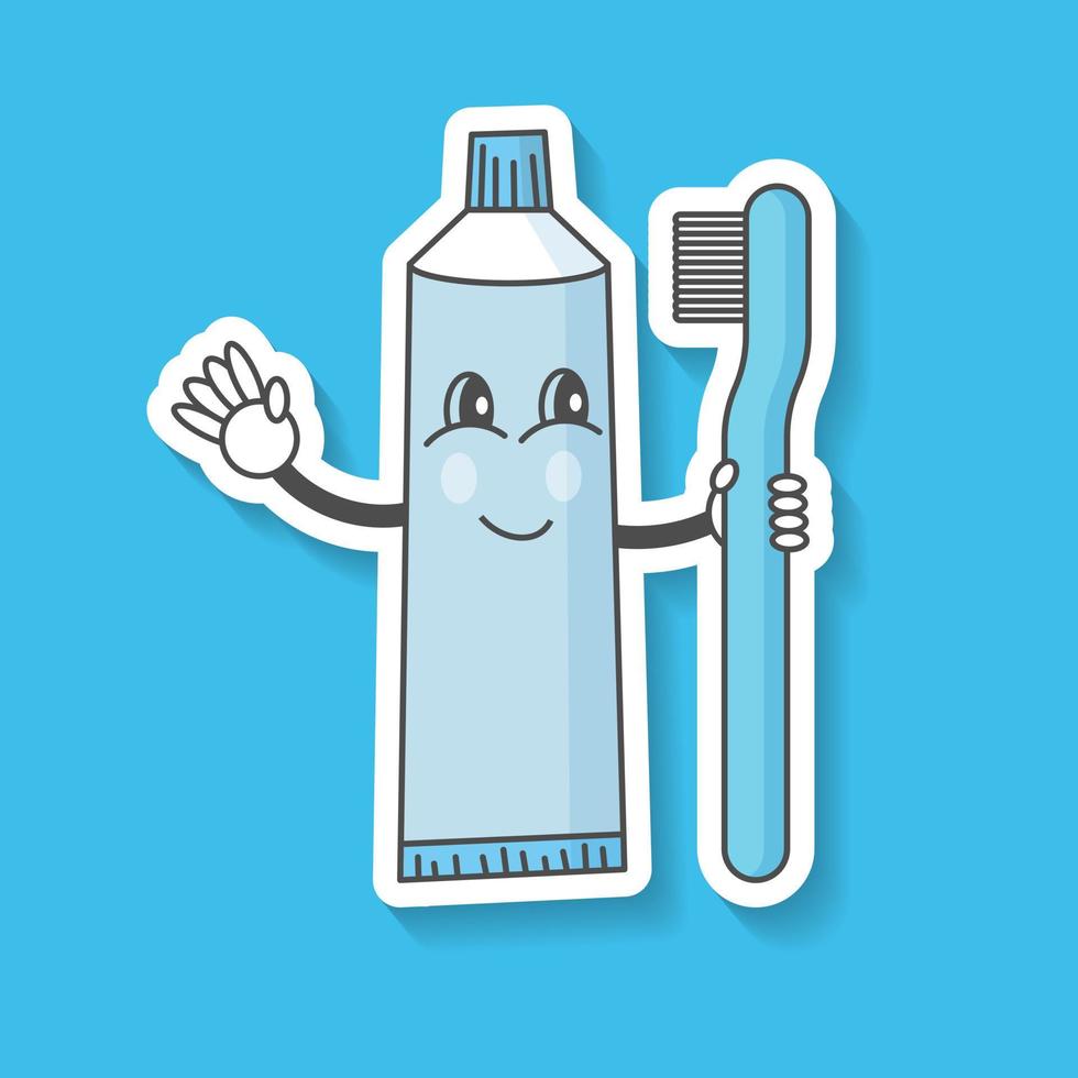 Cartoon toothpaste with a toothbrush. - Vector. 9191099 Vector Art at  Vecteezy