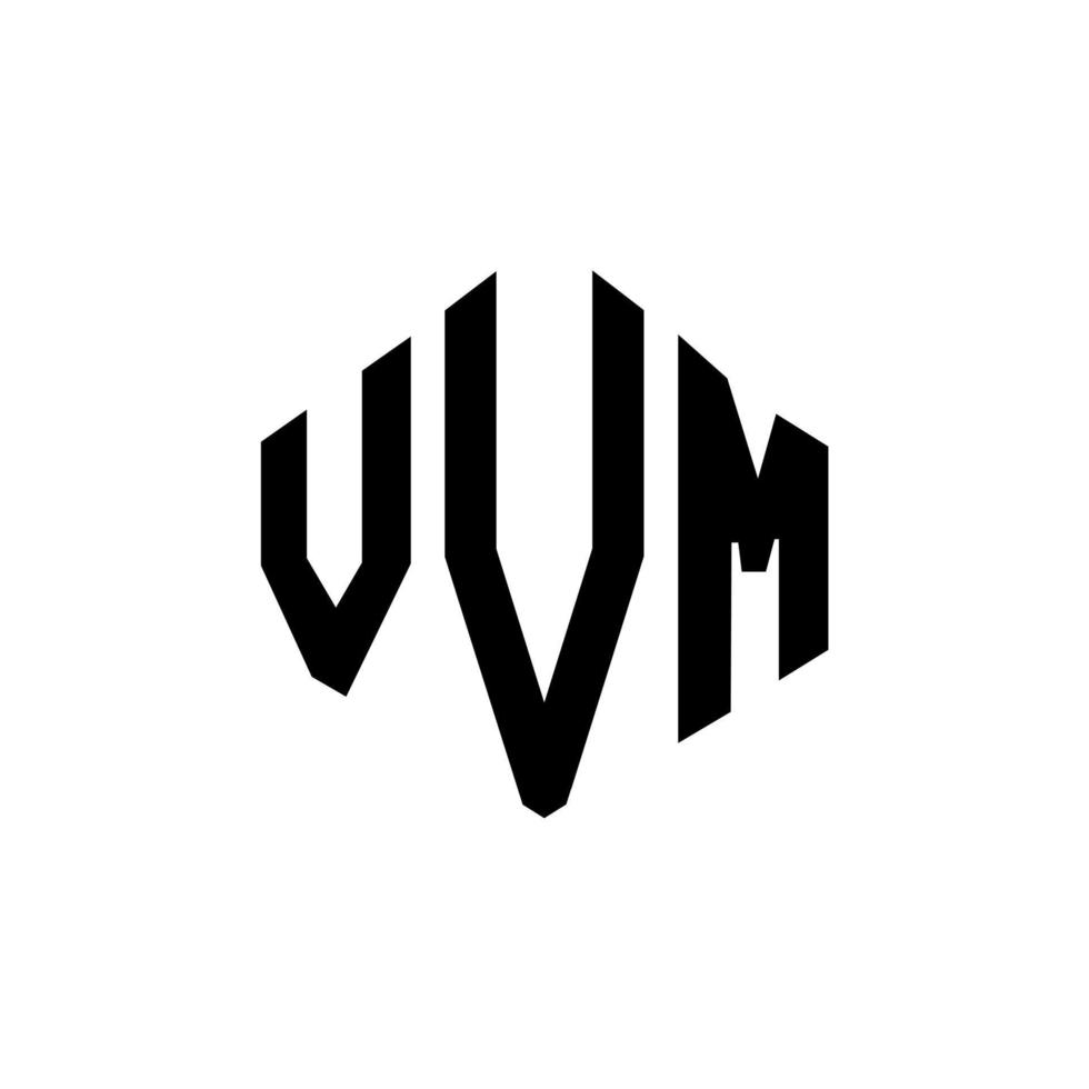 diseño de logotipo de letra vvm con forma de polígono. Diseño de logotipo en forma de cubo y polígono vvm. vvm hexágono vector logo plantilla colores blanco y negro. Monograma vvm, logotipo comercial e inmobiliario.