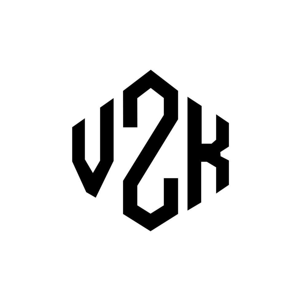 diseño de logotipo de letra vzk con forma de polígono. Diseño de logotipo en forma de cubo y polígono vzk. vzk hexágono vector logo plantilla colores blanco y negro. Monograma vzk, logotipo empresarial y inmobiliario.