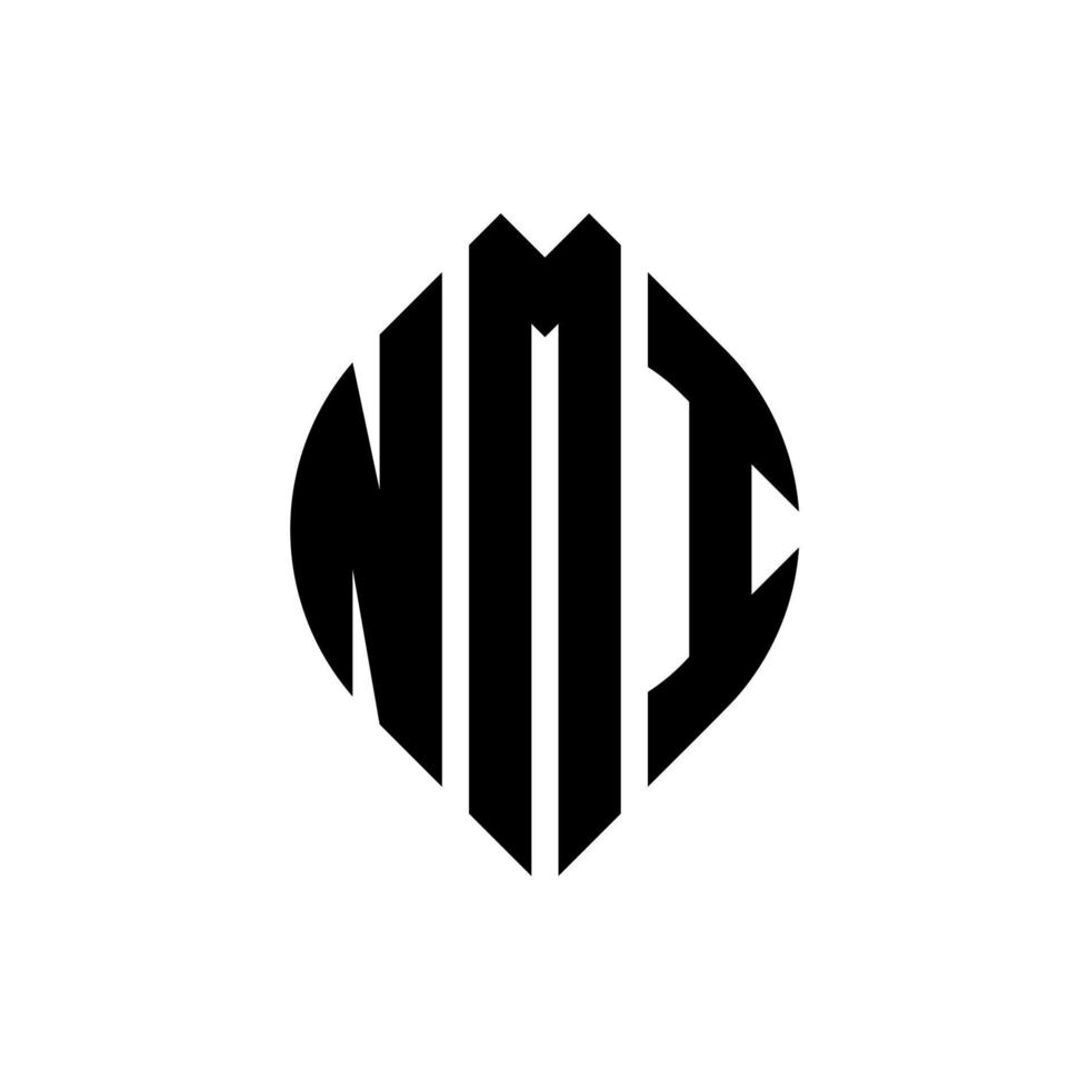 NMI circle letter logo design with circle and ellipse shape. NMI ellipse letters with typographic style. The three initials form a circle logo. NMI Circle Emblem Abstract Monogram Letter Mark Vector. vector
