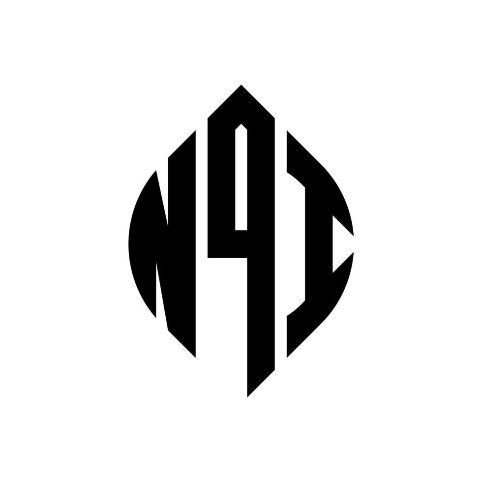 NQI circle letter logo design with circle and ellipse shape. NQI ellipse letters with typographic style. The three initials form a circle logo. NQI Circle Emblem Abstract Monogram Letter Mark Vector. vector