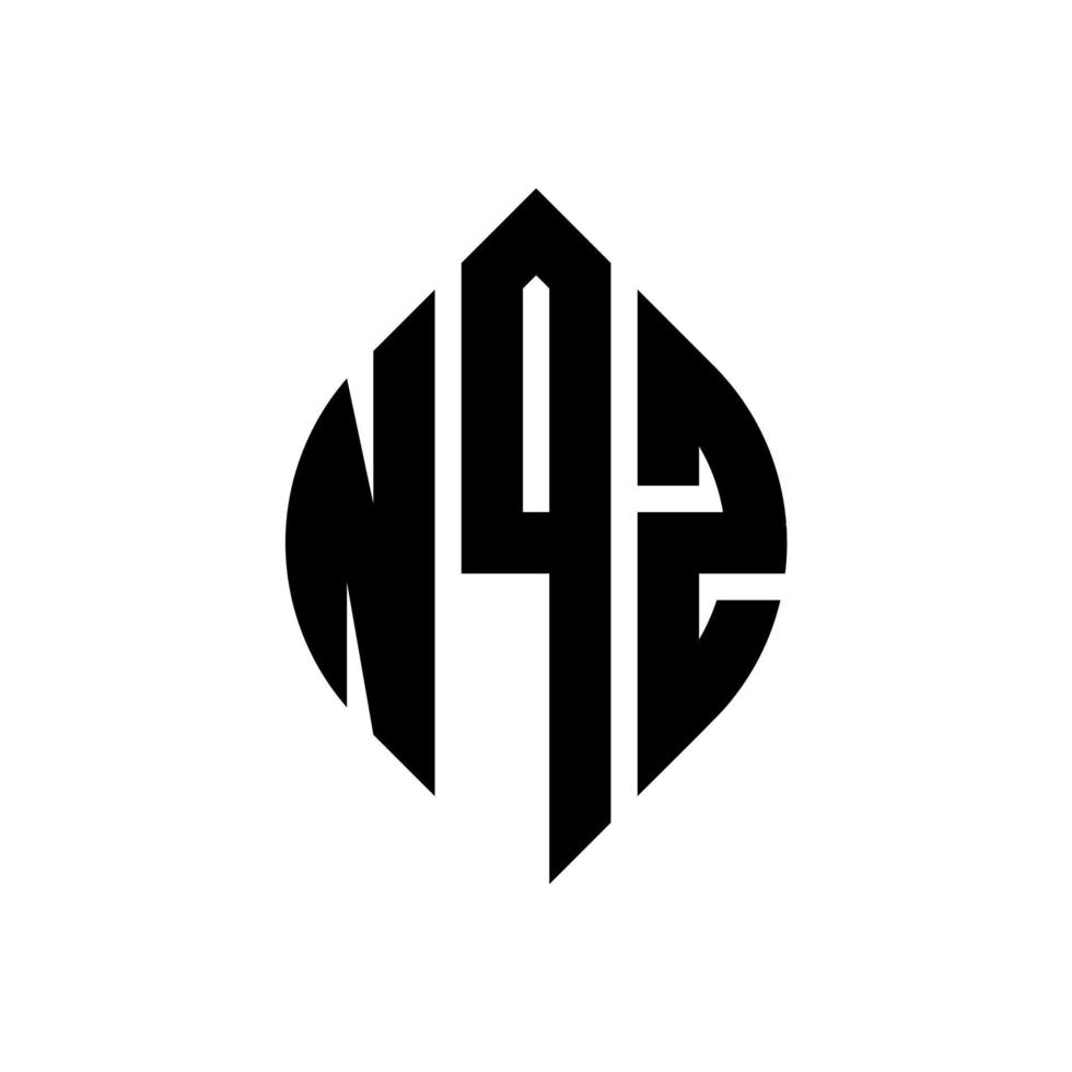 NQZ circle letter logo design with circle and ellipse shape. NQZ ellipse letters with typographic style. The three initials form a circle logo. NQZ Circle Emblem Abstract Monogram Letter Mark Vector. vector