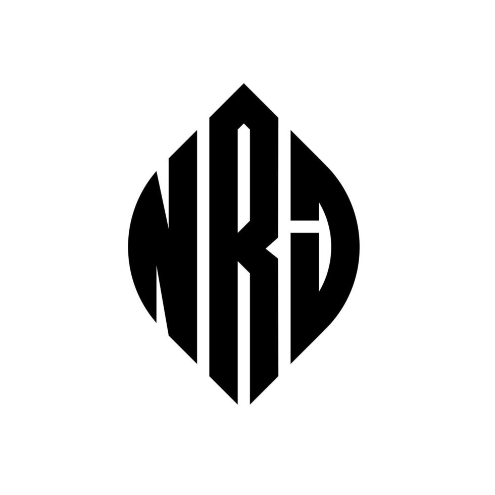 NRJ circle letter logo design with circle and ellipse shape. NRJ ellipse letters with typographic style. The three initials form a circle logo. NRJ Circle Emblem Abstract Monogram Letter Mark Vector. vector
