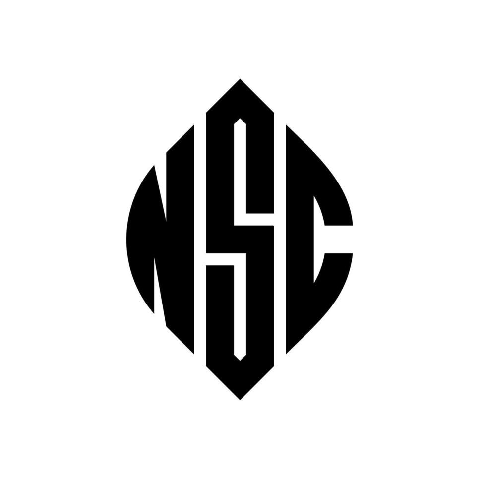 Diseño de logotipo de letra de círculo nsc con forma de círculo y elipse. nsc letras elipses con estilo tipográfico. las tres iniciales forman un logo circular. vector de marca de letra de monograma abstracto del emblema del círculo nsc.