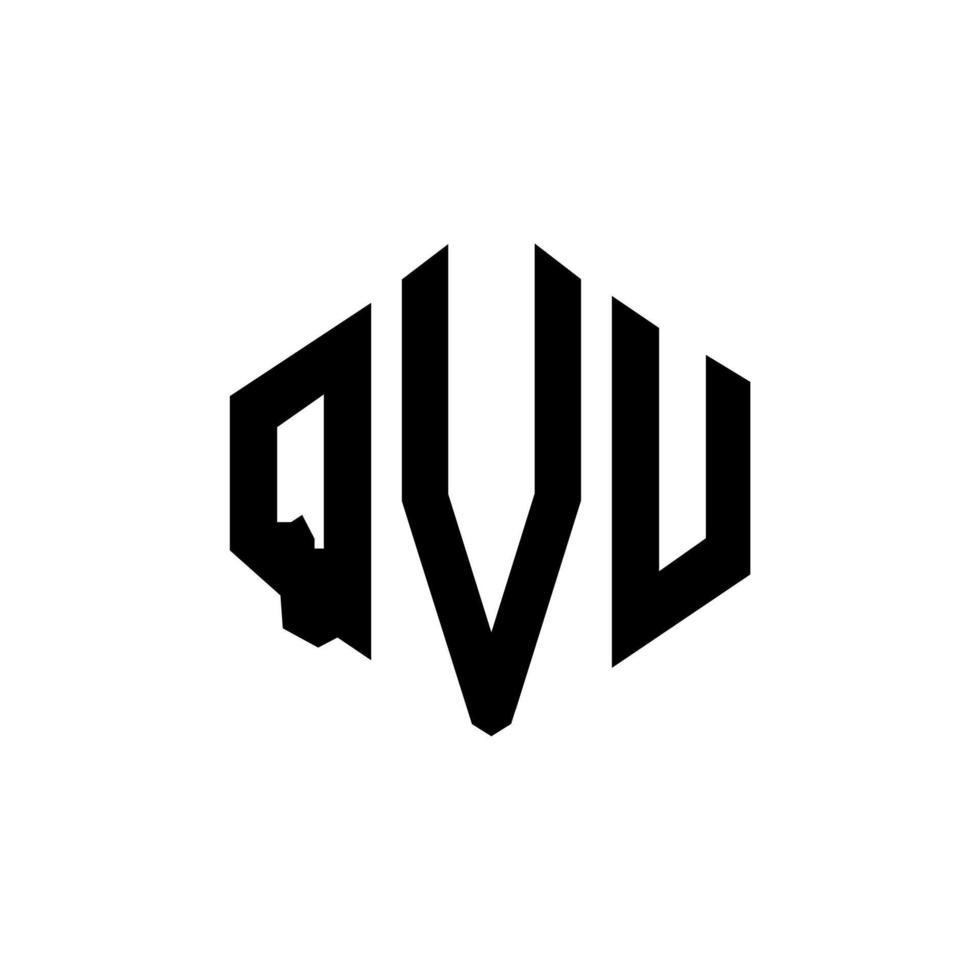 QVU letter logo design with polygon shape. QVU polygon and cube shape logo design. QVU hexagon vector logo template white and black colors. QVU monogram, business and real estate logo.