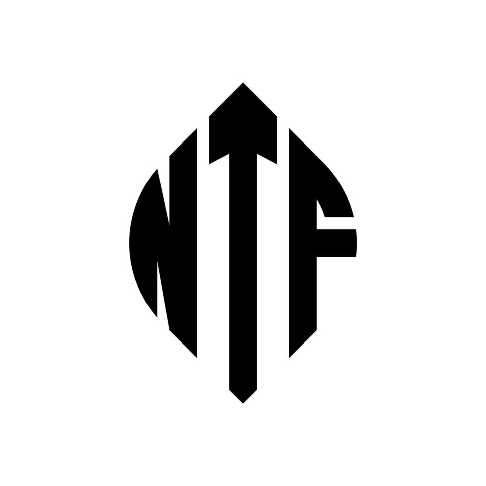 diseño de logotipo de letra de círculo ntf con forma de círculo y elipse. letras de elipse ntf con estilo tipográfico. las tres iniciales forman un logo circular. vector de marca de letra de monograma abstracto del emblema del círculo ntf.